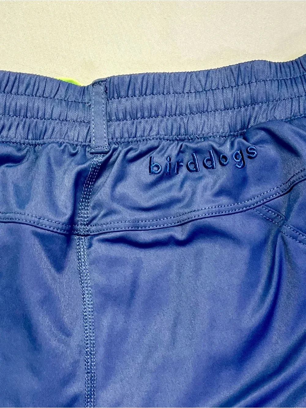 Birddogs Boom For Your Boomstick Athletic Gym Shorts Navy Blue Neon Green - L